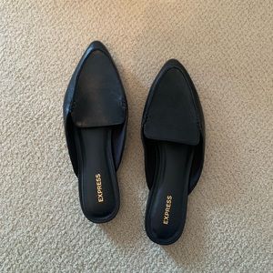 Express Black Leather Mules